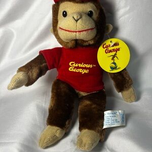 Vintage Curious George Plush 10” Red Hat Shirt Toy Network NWT Monkey Stuffed